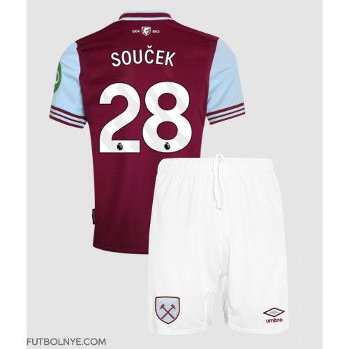 Camiseta West Ham United Tomas Soucek #28 Primera Equipación para niños 2024-25 manga corta (+ pantalones cortos)